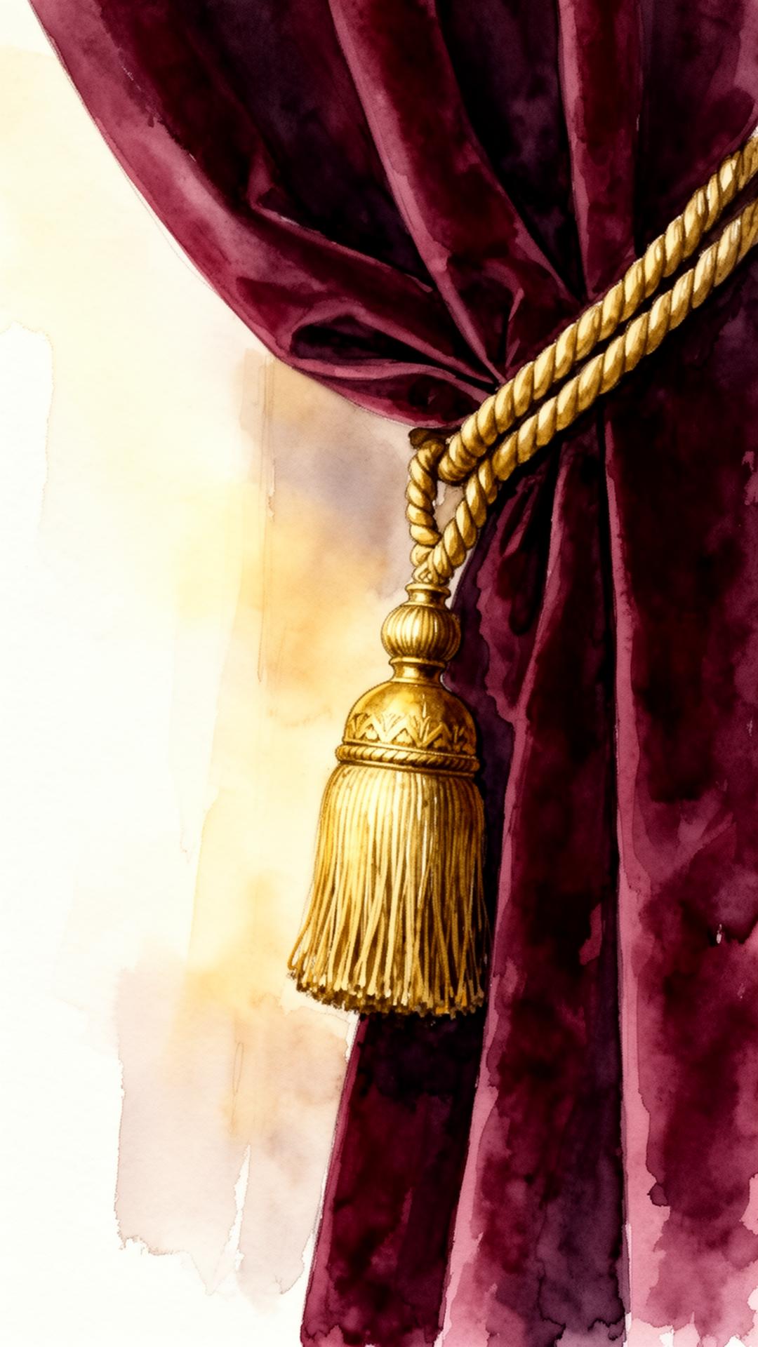 Velvet curtain detail with gold tassel