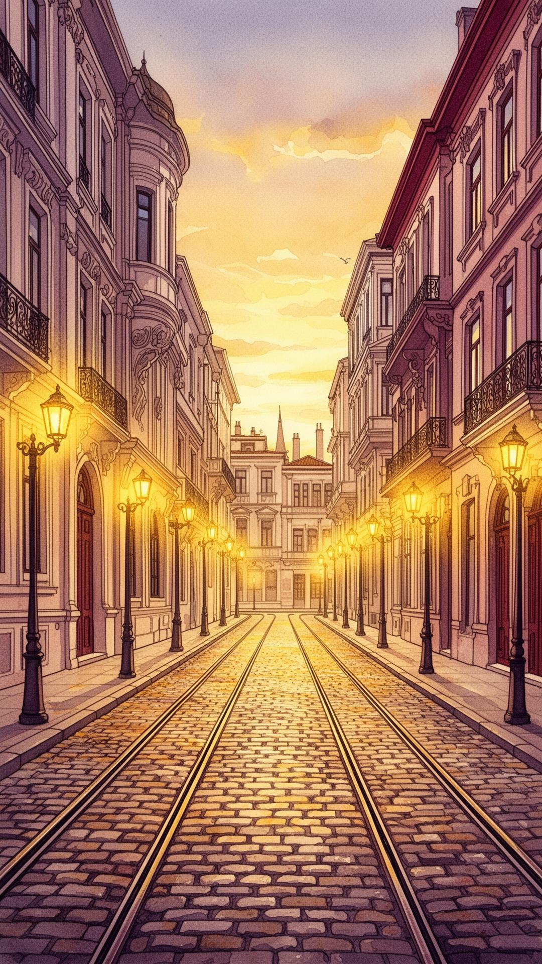 Pera street at golden hour